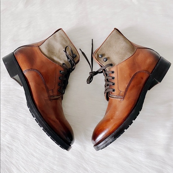 ✨New TO BOOT Abbott Tall Leather Lace Boots Cognac - Picture 4 of 8